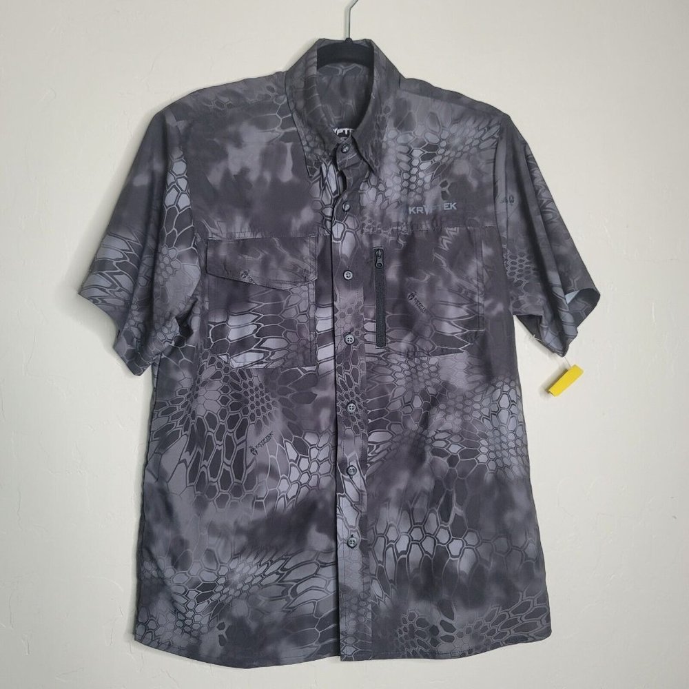 Men's Kryptek Size Small Button Down Black SS Breathable Lightweight Shirt